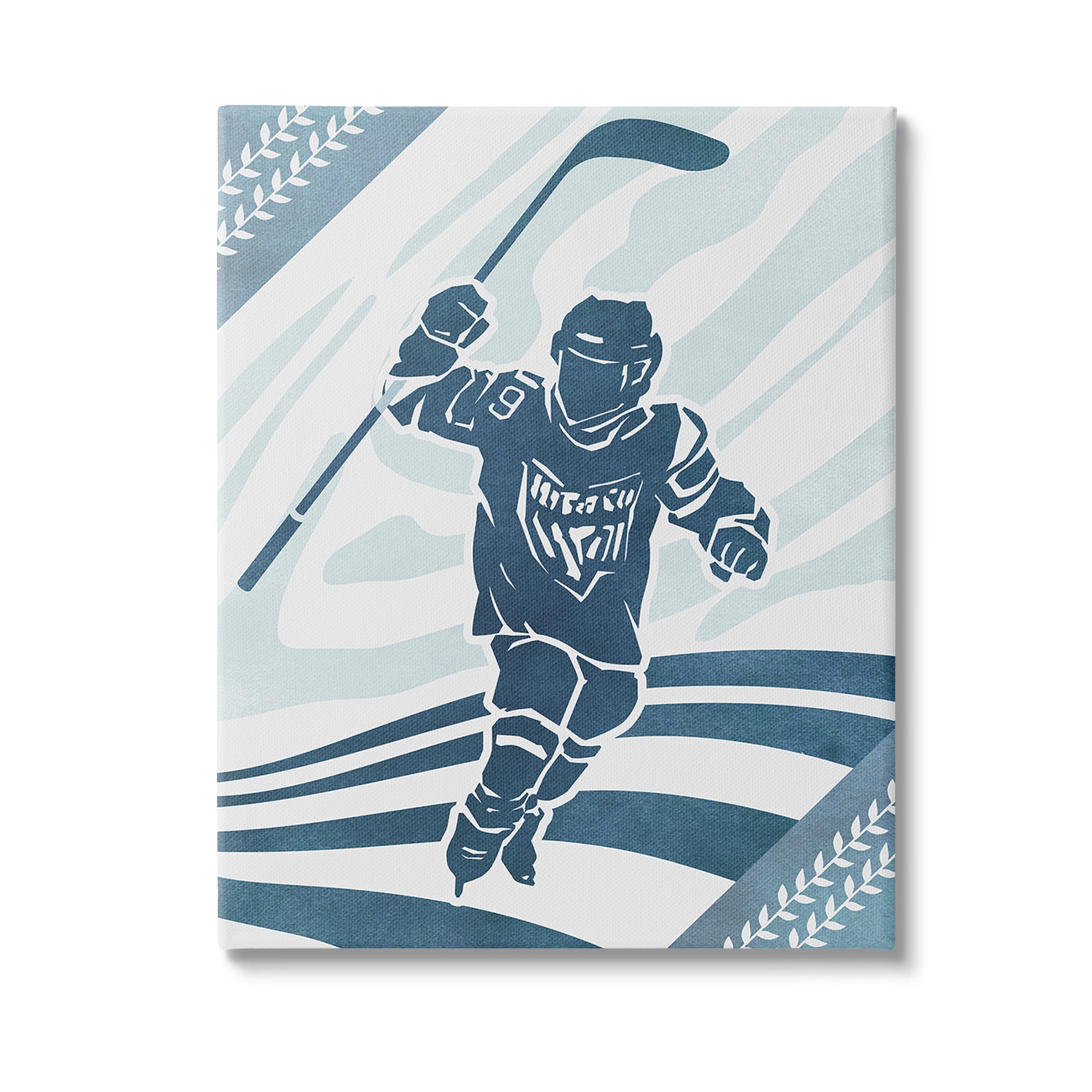 Stupell Industries Patterned Hockey Player Sports Painting Gallery Wrapped Canvas Art Print Wall Art, 36 x 48