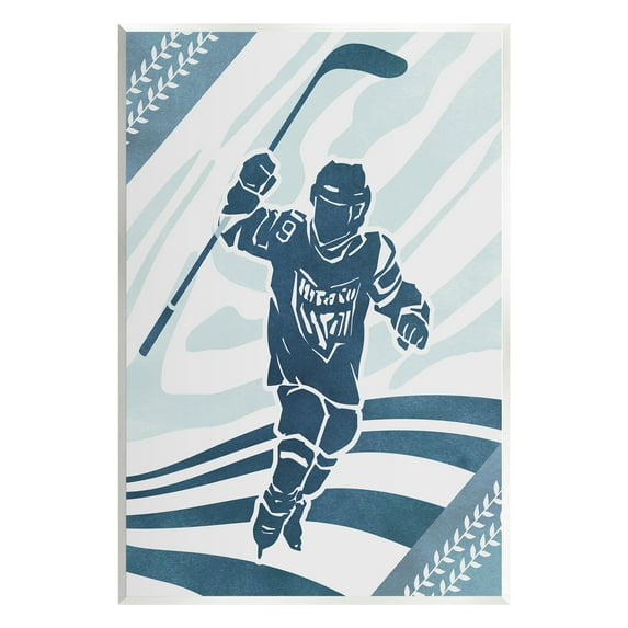 Stupell Industries Patterned Hockey Player Sports Painting Unframed Art Print Wall Art, 13 x 19