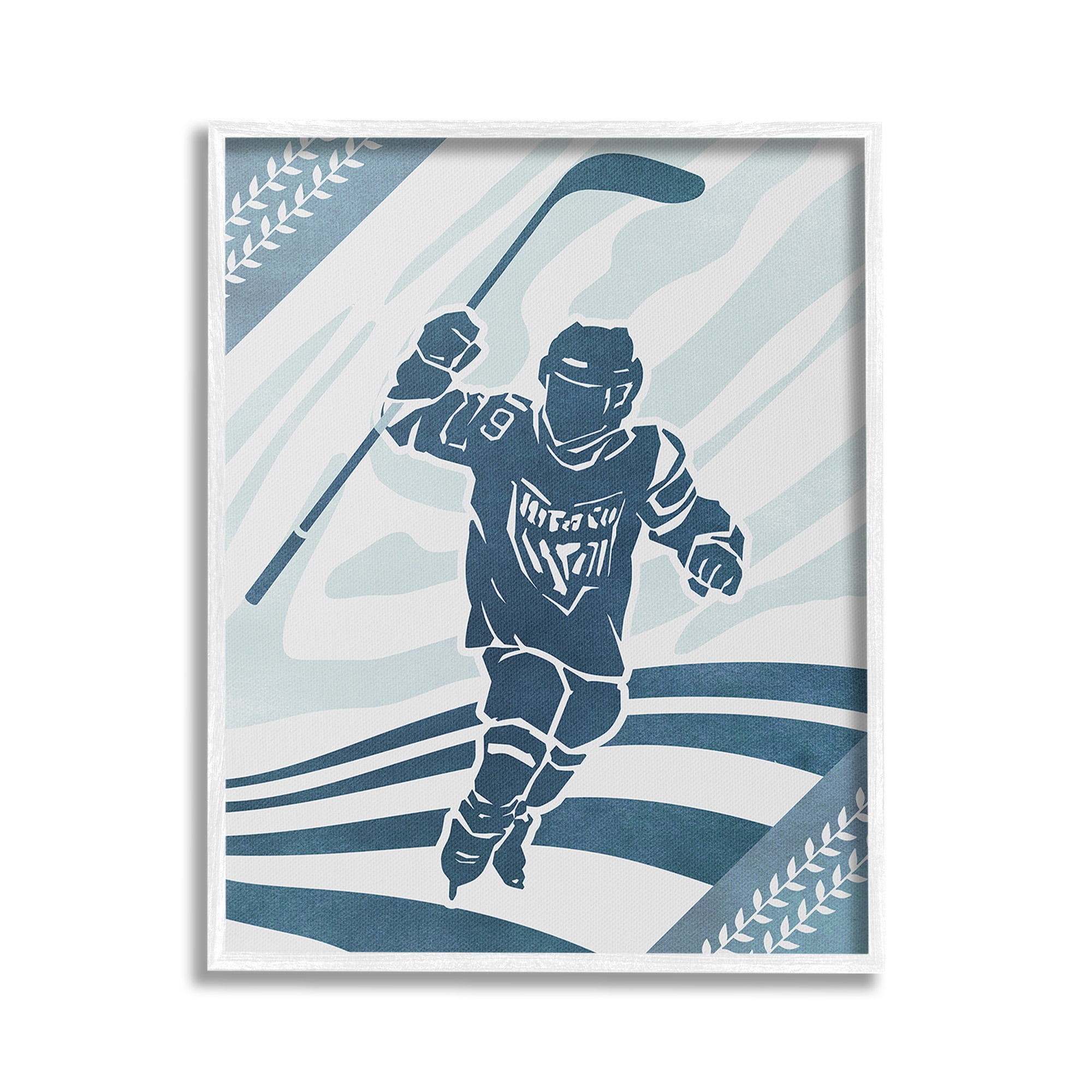 Stupell Industries Patterned Hockey Player Sports Painting White Framed Art Print Wall Art, 16 x 20