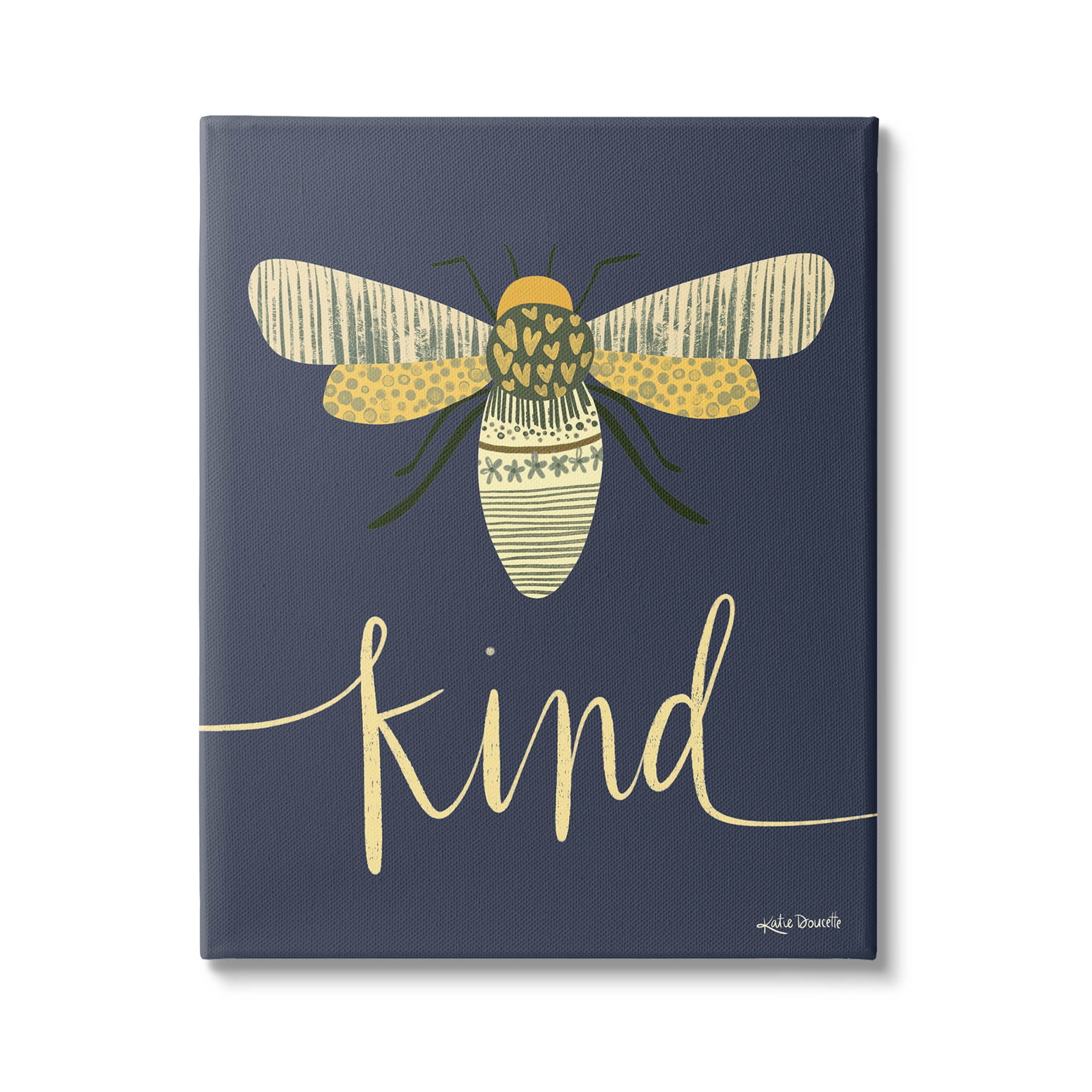 Stupell Industries Patterned Insect Bug Kind Calligraphy Graphic Art Gallery Wrapped Canvas Print Wall Art, Design by Katie Doucette