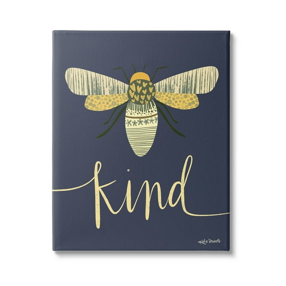 Stupell Industries Patterned Insect Bug Kind Calligraphy Graphic Art Gallery Wrapped Canvas Print Wall Art, Design by Katie Doucette