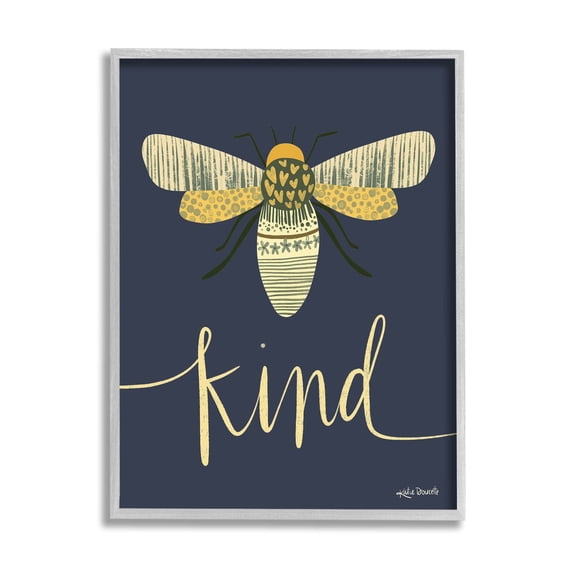 Stupell Industries Patterned Insect Bug Kind Calligraphy Graphic Art Gray Framed Art Print Wall Art, Design by Katie Doucette