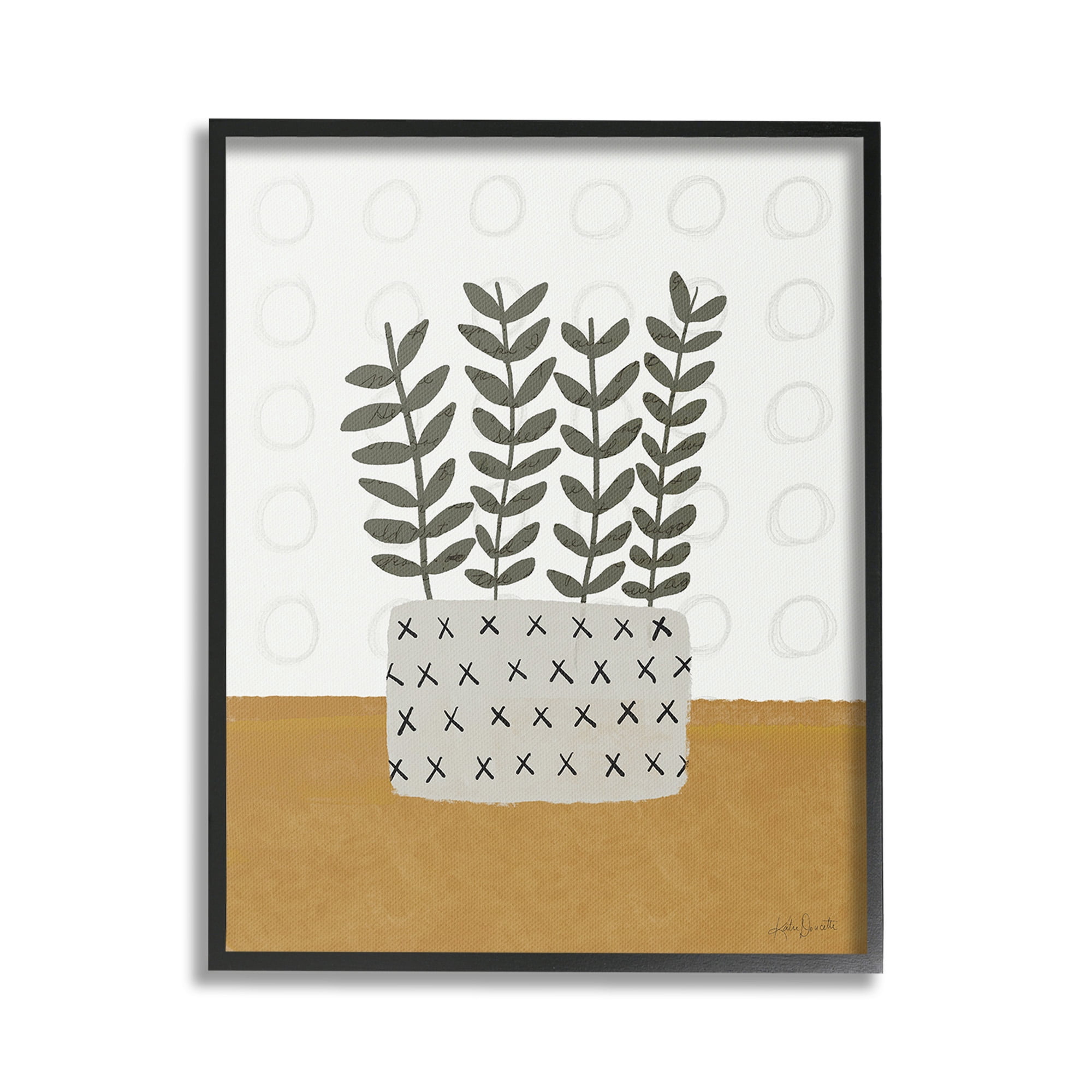 Stupell Industries Patterned Leaf Bouquet Botanical & Floral Painting Black Framed Art Print Wall Art, 16 x 20