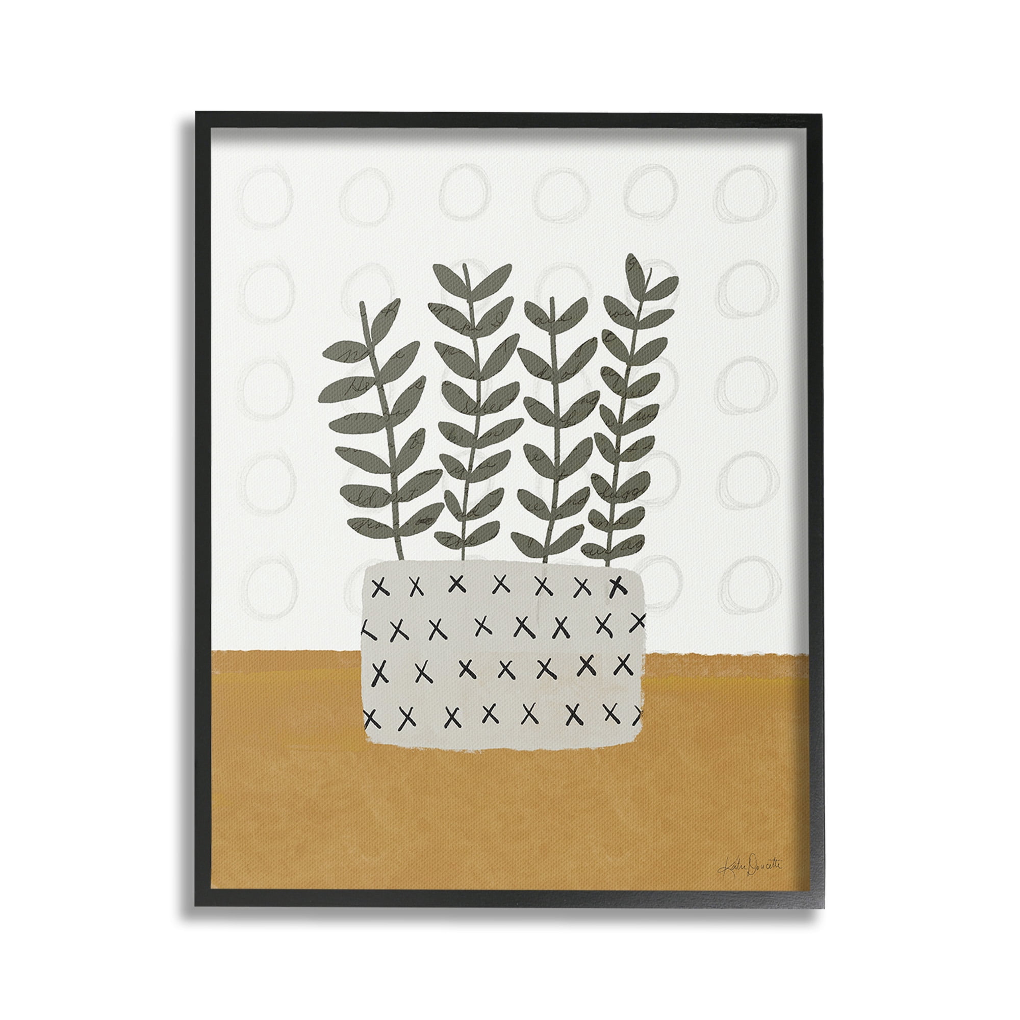 Stupell Industries Patterned Leaf Bouquet Botanical & Floral Painting Black Framed Art Print Wall Art, 24 x 30