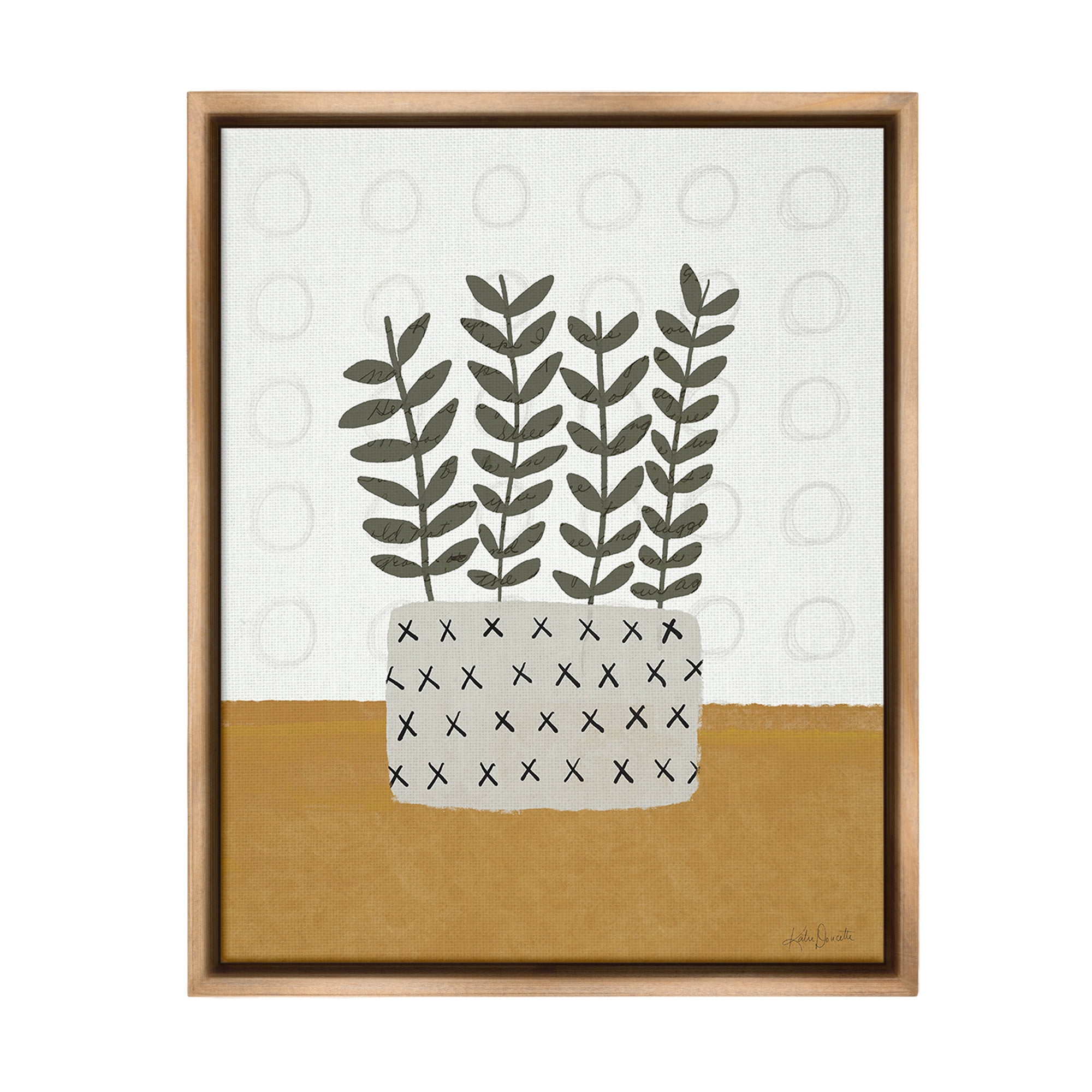 Stupell Industries Patterned Leaf Bouquet Botanical & Floral Painting Brown Floater Framed Canvas Art Print Wall Art, 17 x 21