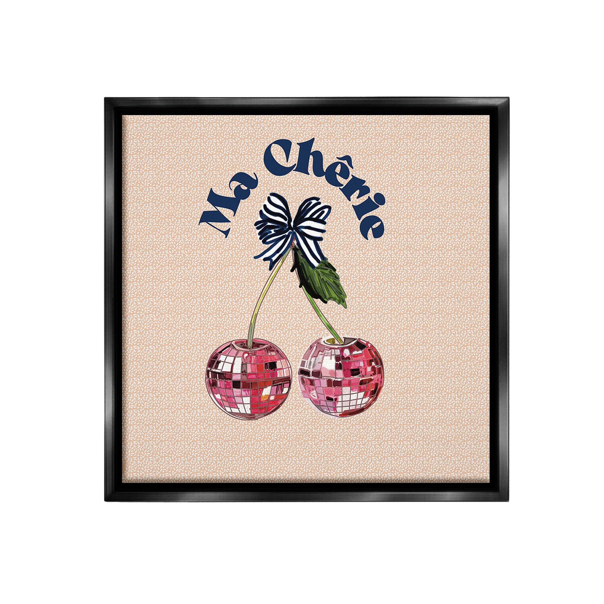 Stupell Industries Patterned Ma Cherie Food & Beverage Painting Black Floater Framed Canvas Art Print Wall Art, 25 x 25