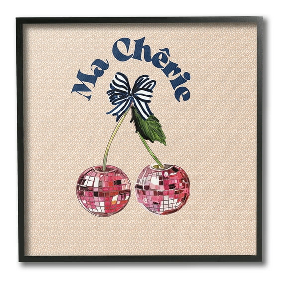 Stupell Industries Patterned Ma Cherie Food & Beverage Painting Black Framed Art Print Wall Art, 12 x 12