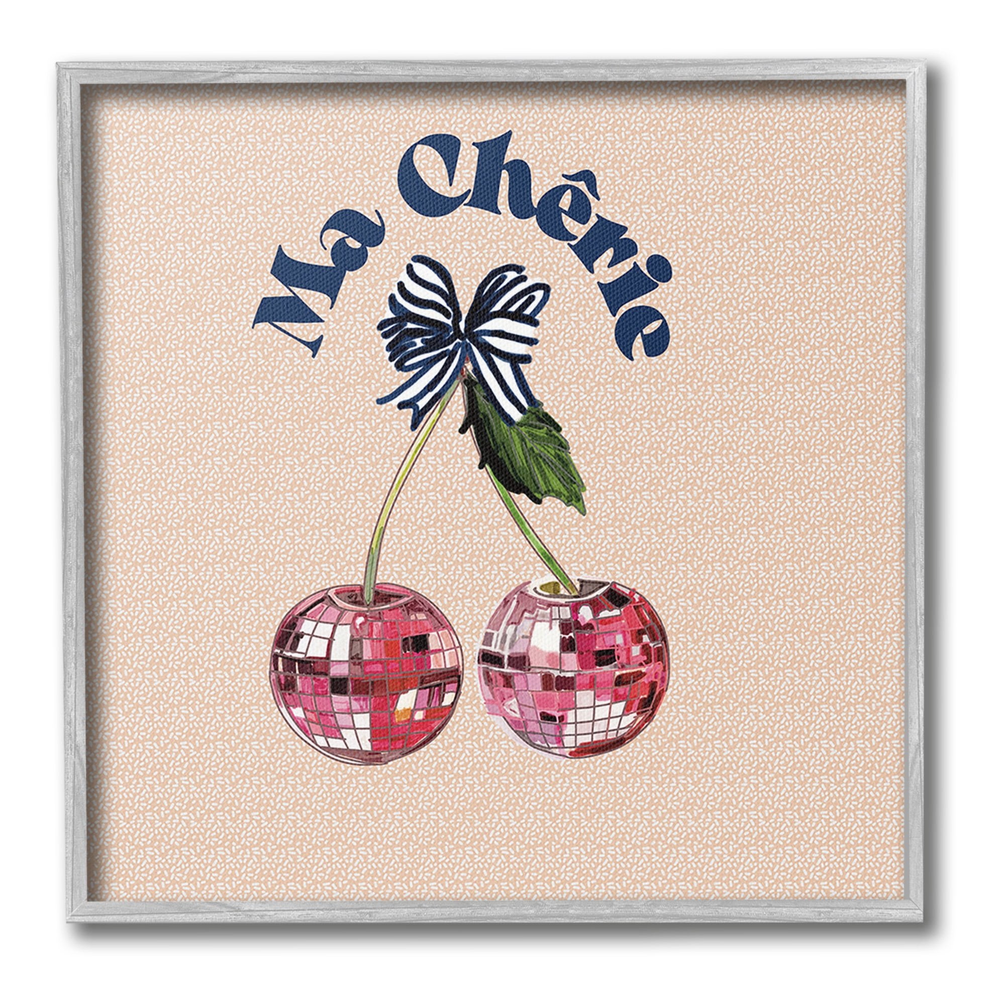 Stupell Industries Patterned Ma Cherie Food & Beverage Painting Gray Framed Art Print Wall Art, 24 x 24