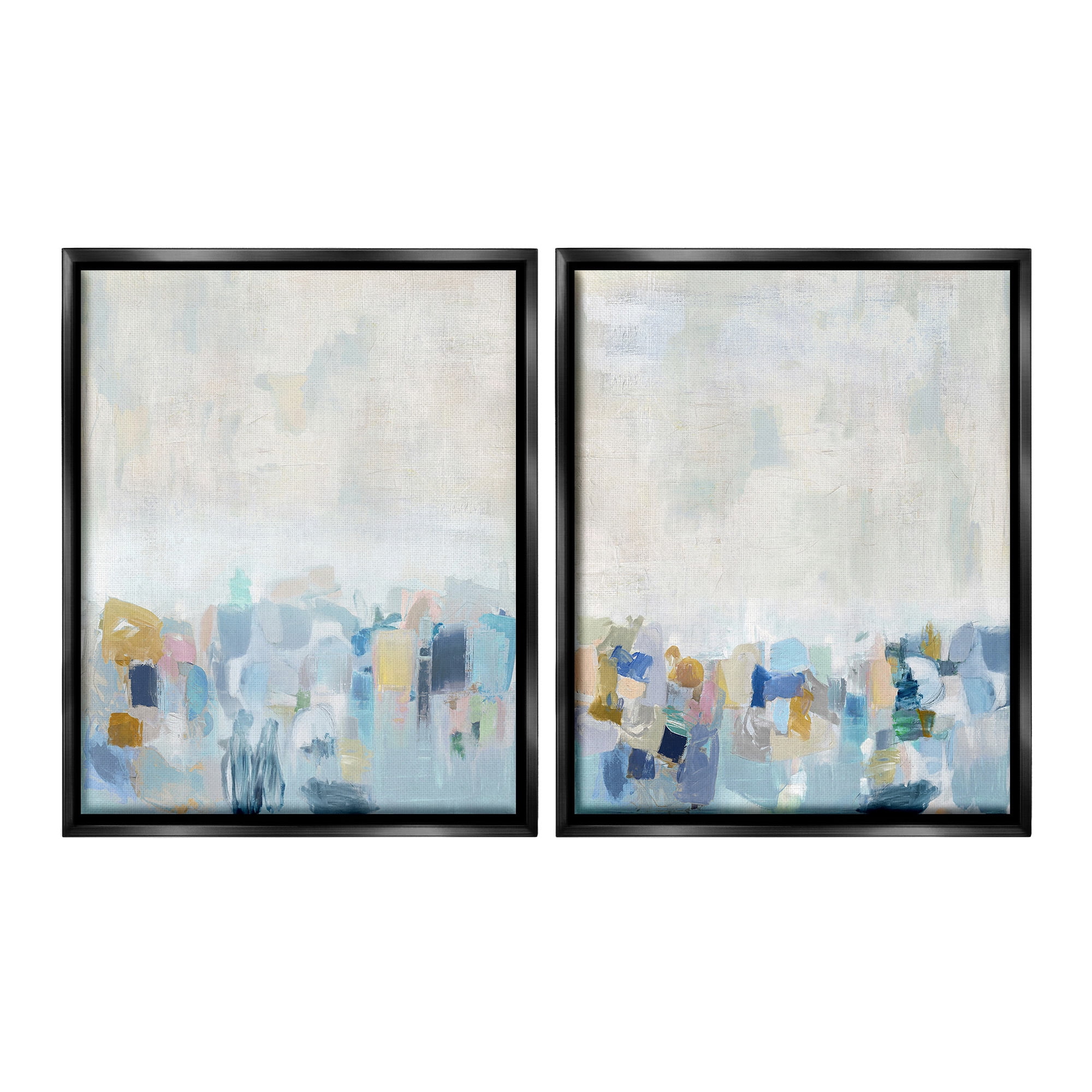 Stupell Industries Patterned Modern Horizon Abstract Painting Black Floater Framed Canvas Art Print Wall Art, 17 x 21, Set of 2