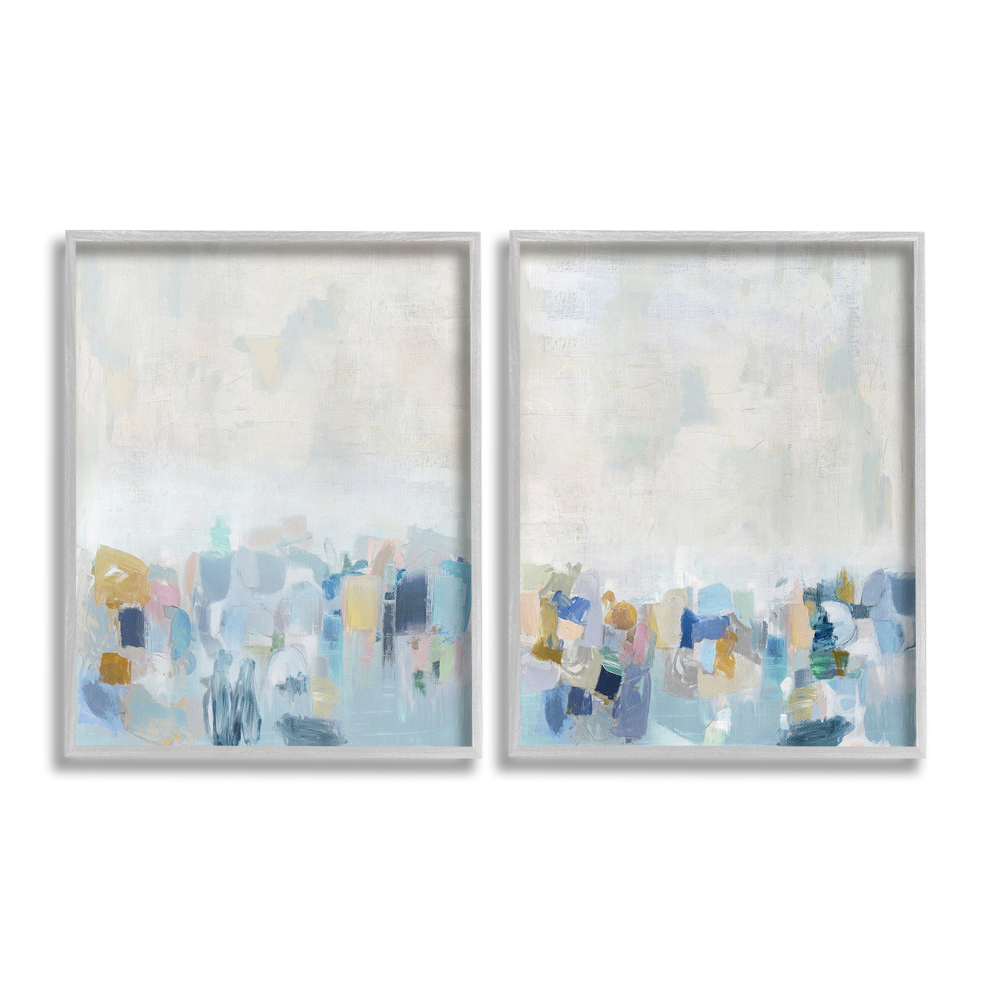Stupell Industries Patterned Modern Horizon Abstract Painting Gray Framed Art Print Wall Art, 24 x 30, Set of 2