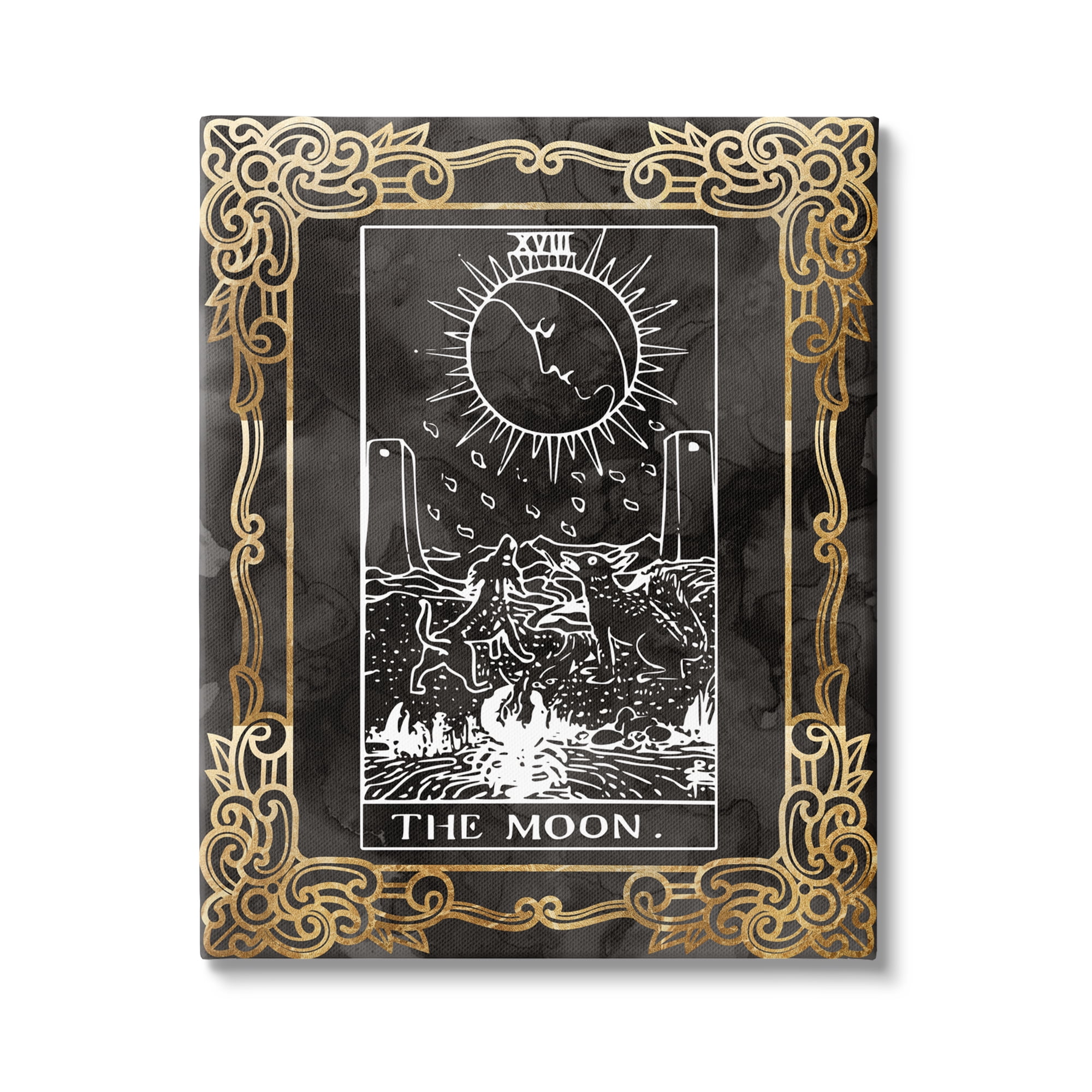 Stupell Industries Patterned Moon Tarot Landscape Painting Gallery Wrapped Canvas Art Print Wall Art, 36 x 48
