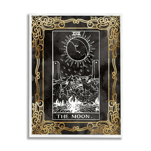 Stupell Industries Patterned Moon Tarot Landscape Painting White Framed Art Print Wall Art, 24 x 30