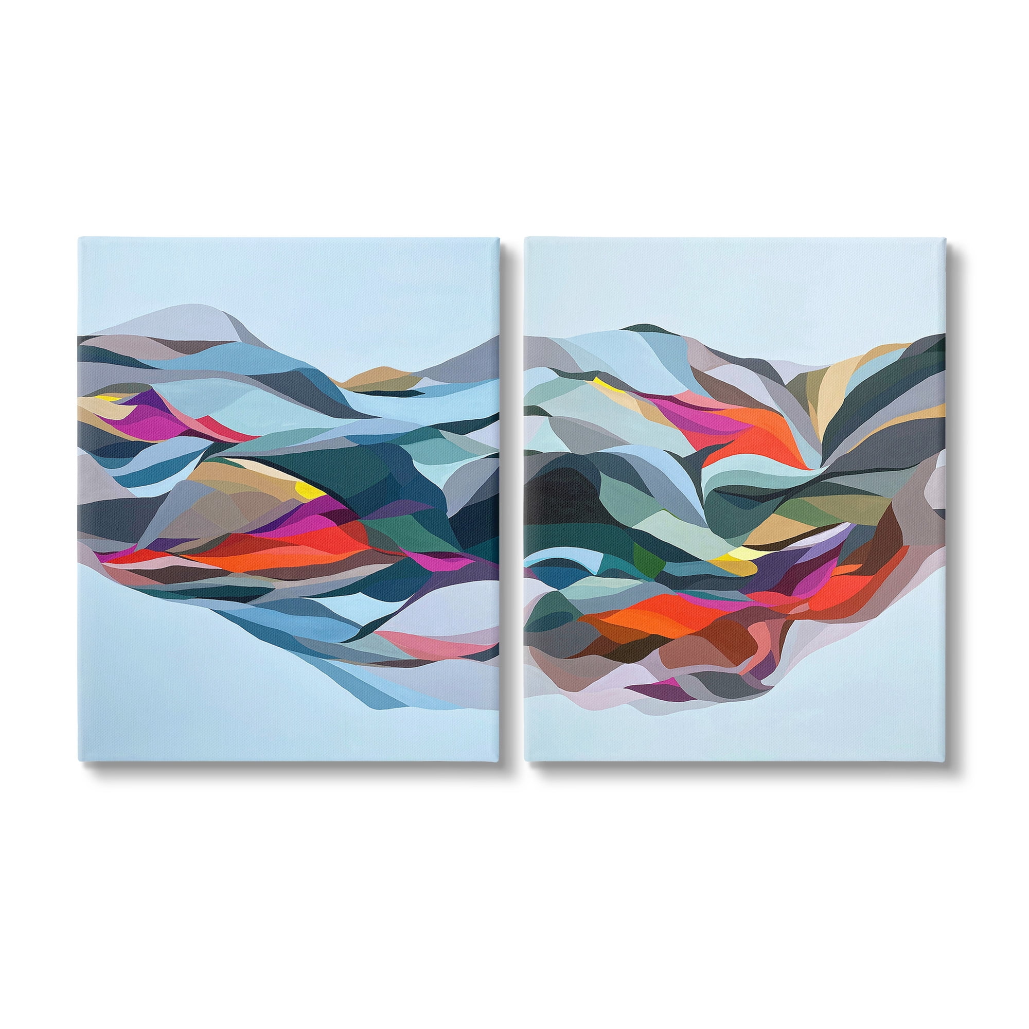 Stupell Industries Patterned Mountain Abstraction Abstract Painting Gallery Wrapped Canvas Art Print Wall Art, 24 x 30, Set of 2