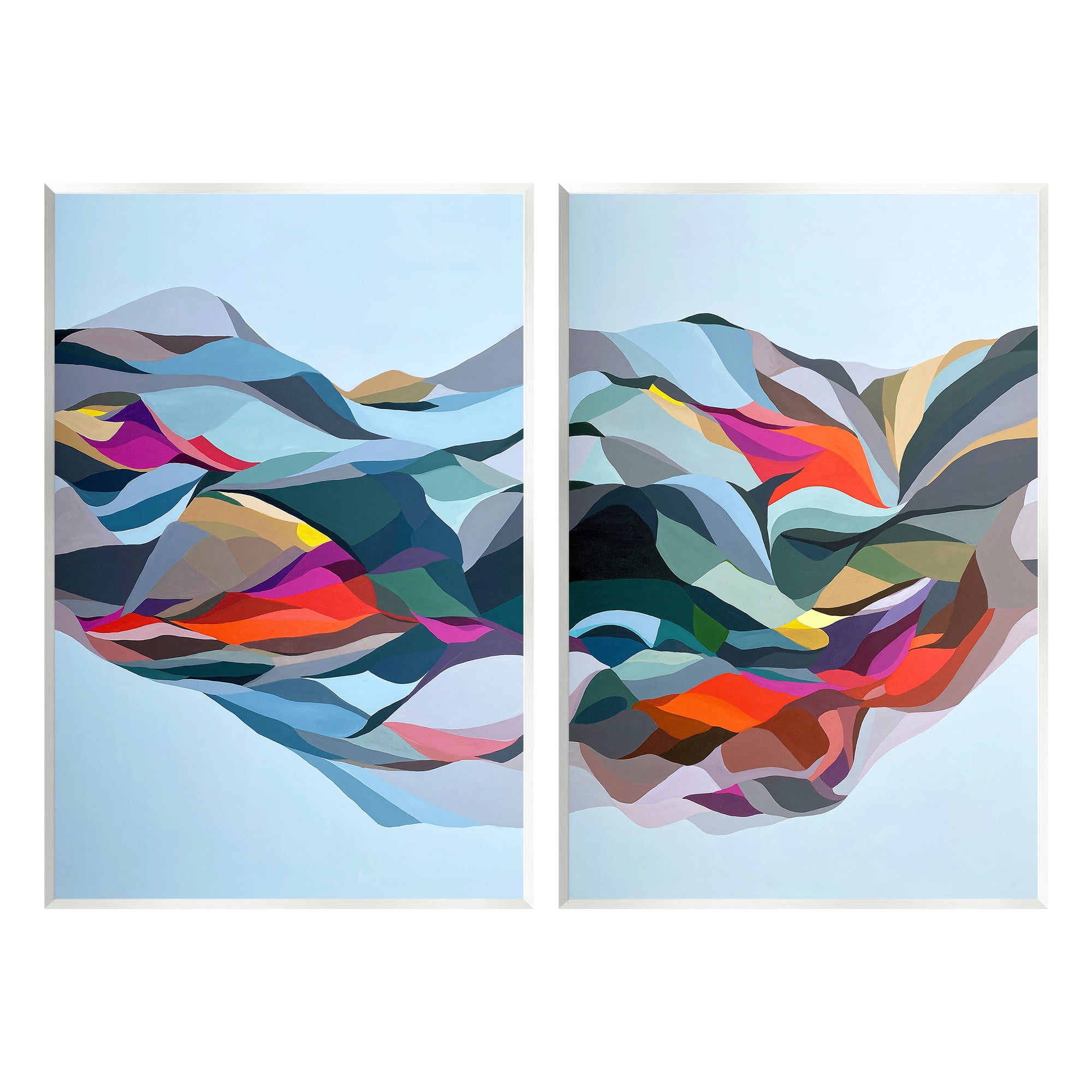 Stupell Industries Patterned Mountain Abstraction Abstract Painting Unframed Art Print Wall Art, 13 x 19, Set of 2