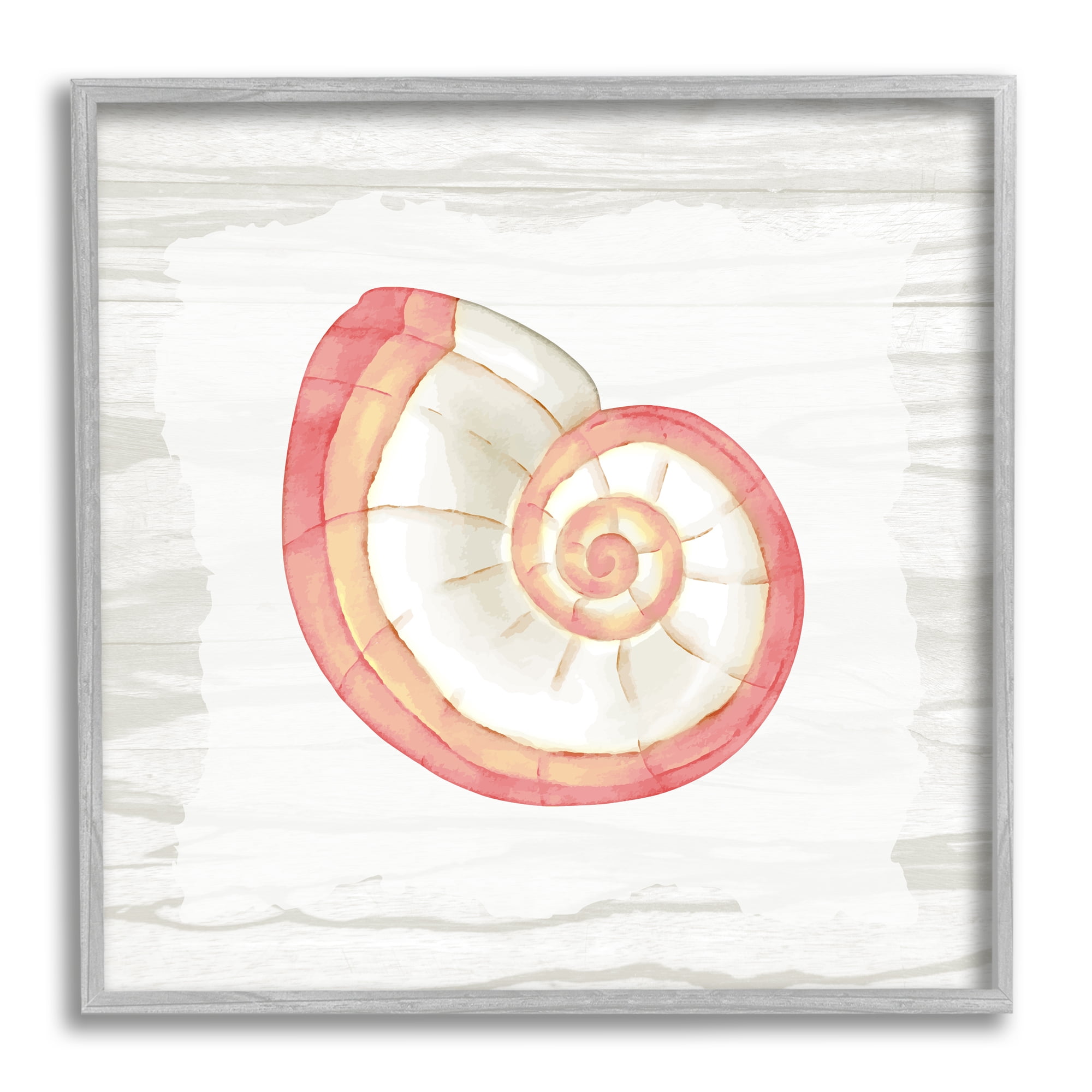 Stupell Industries Patterned Nautilus Shell Animals & Insects Painting Gray Framed Art Print Wall Art, 17 x 17