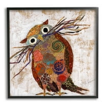 Stupell Industries Patterned Owl Collage Animals & Insects Painting Black Framed Art Print Wall Art, 12 x 12