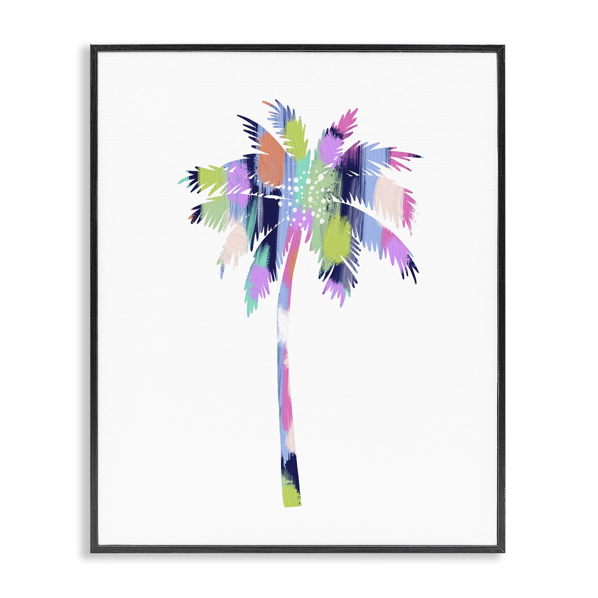 Stupell Industries Patterned Palm Tree Botanical & Floral Painting Black Framed Art Print Wall Art, 24 x 30