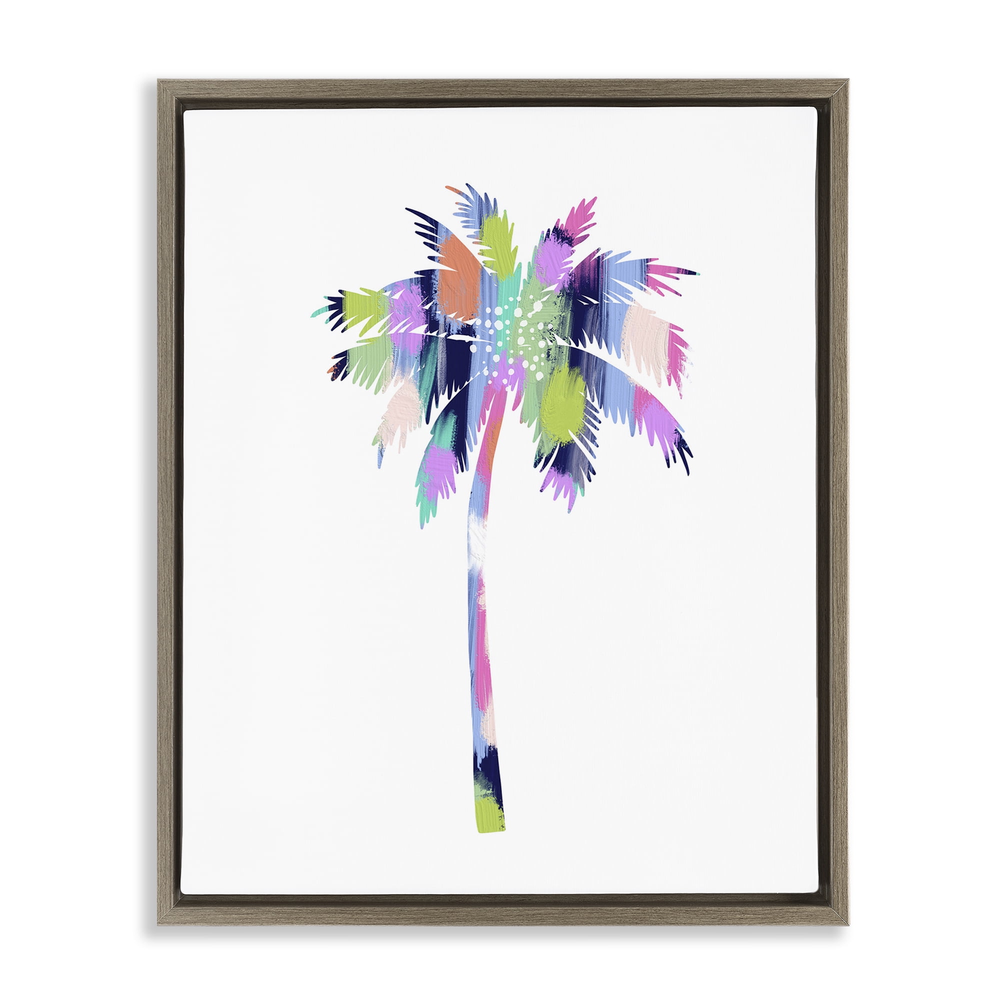 Stupell Industries Patterned Palm Tree Botanical & Floral Painting Brown Floater Framed Canvas Art Print Wall Art, 25 x 31