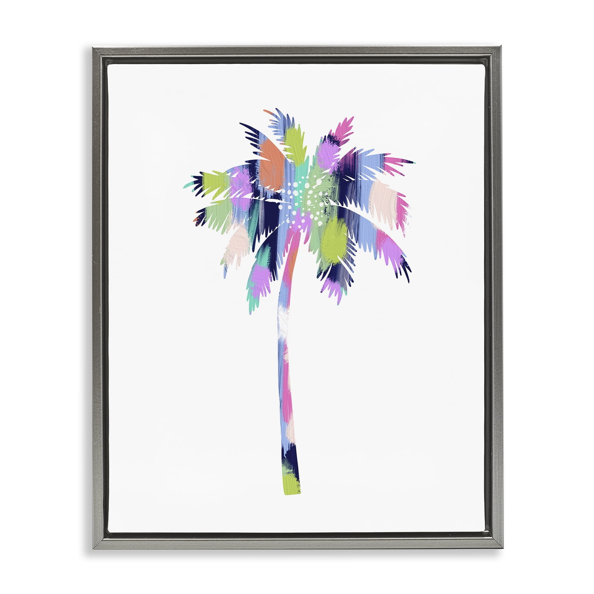 Stupell Industries Patterned Palm Tree Botanical & Floral Painting Gray Floater Framed Canvas Art Print Wall Art, 25 x 31