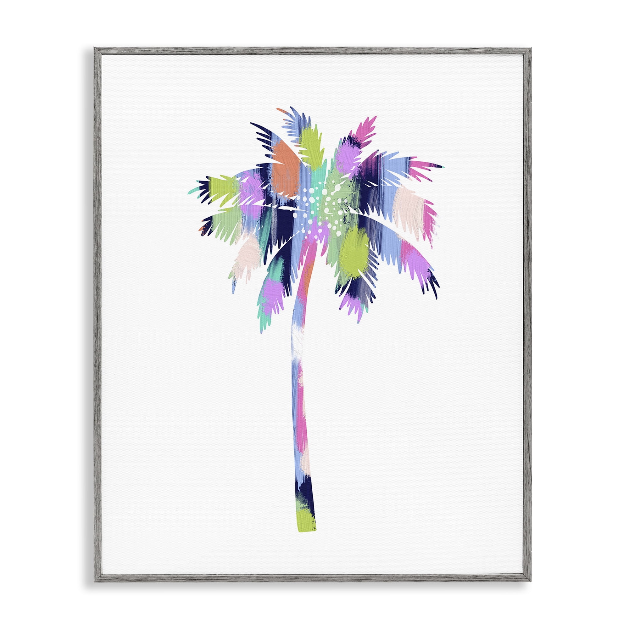 Stupell Industries Patterned Palm Tree Botanical & Floral Painting Gray Framed Art Print Wall Art, 24 x 30