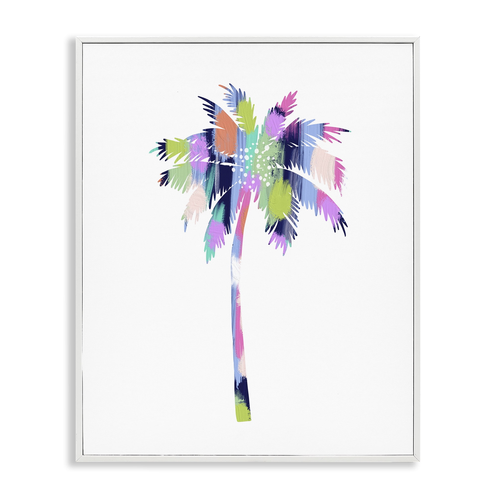 Stupell Industries Patterned Palm Tree Botanical & Floral Painting White Framed Art Print Wall Art, 11 x 14