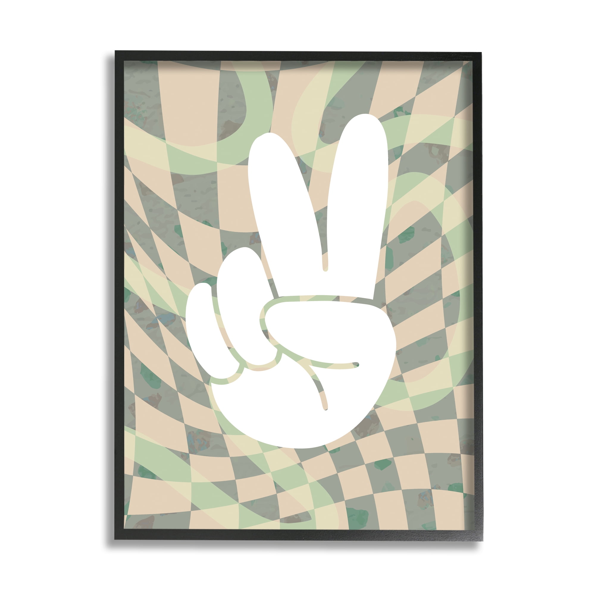 Stupell Industries Patterned Peace Symbol Abstract Painting Black Framed Art Print Wall Art, 16 x 20
