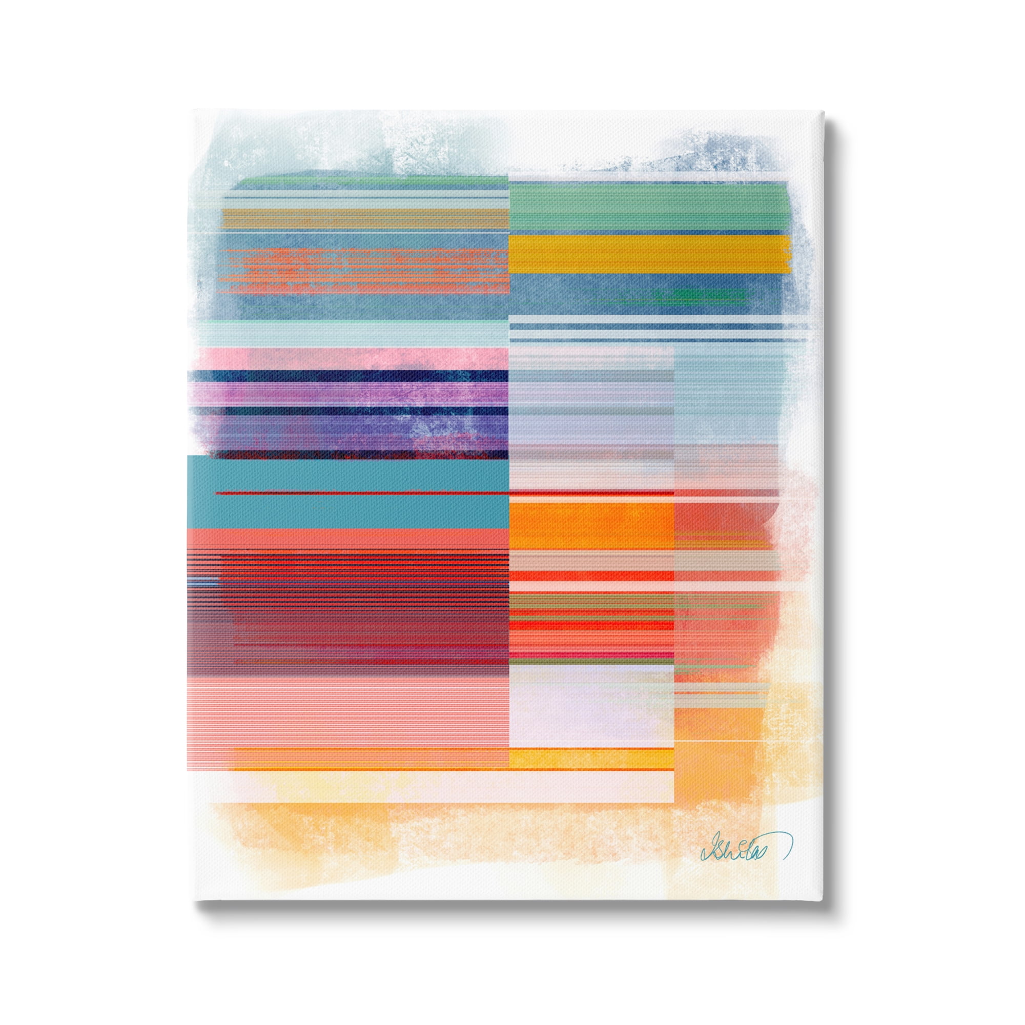 Stupell Industries Patterned Rainbow Abstract Abstract Painting Gallery Wrapped Canvas Art Print Wall Art, 24 x 30