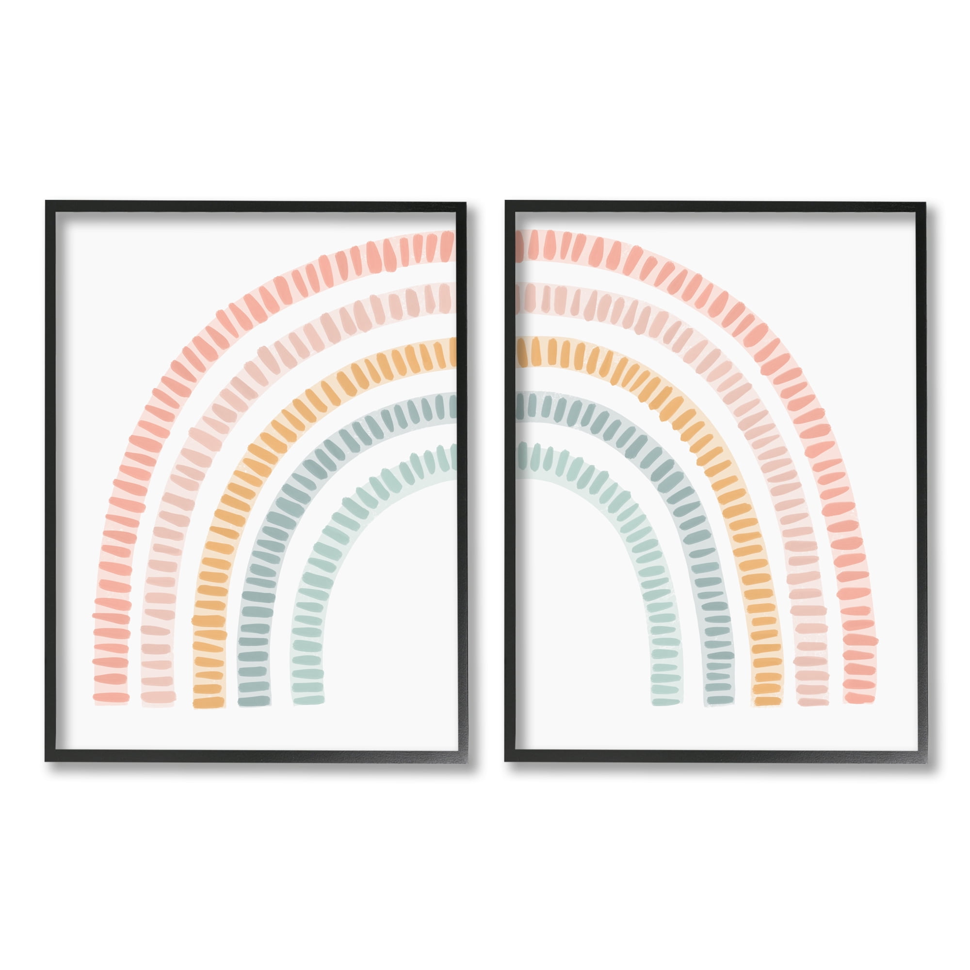 Stupell Industries Patterned Rainbow Arches Abstract Painting Black Framed Art Print Wall Art, 11 x 14, Set of 2
