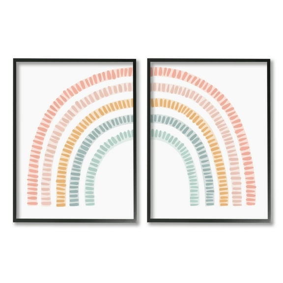 Stupell Industries Patterned Rainbow Arches Abstract Painting Black Framed Art Print Wall Art, 11 x 14, Set of 2