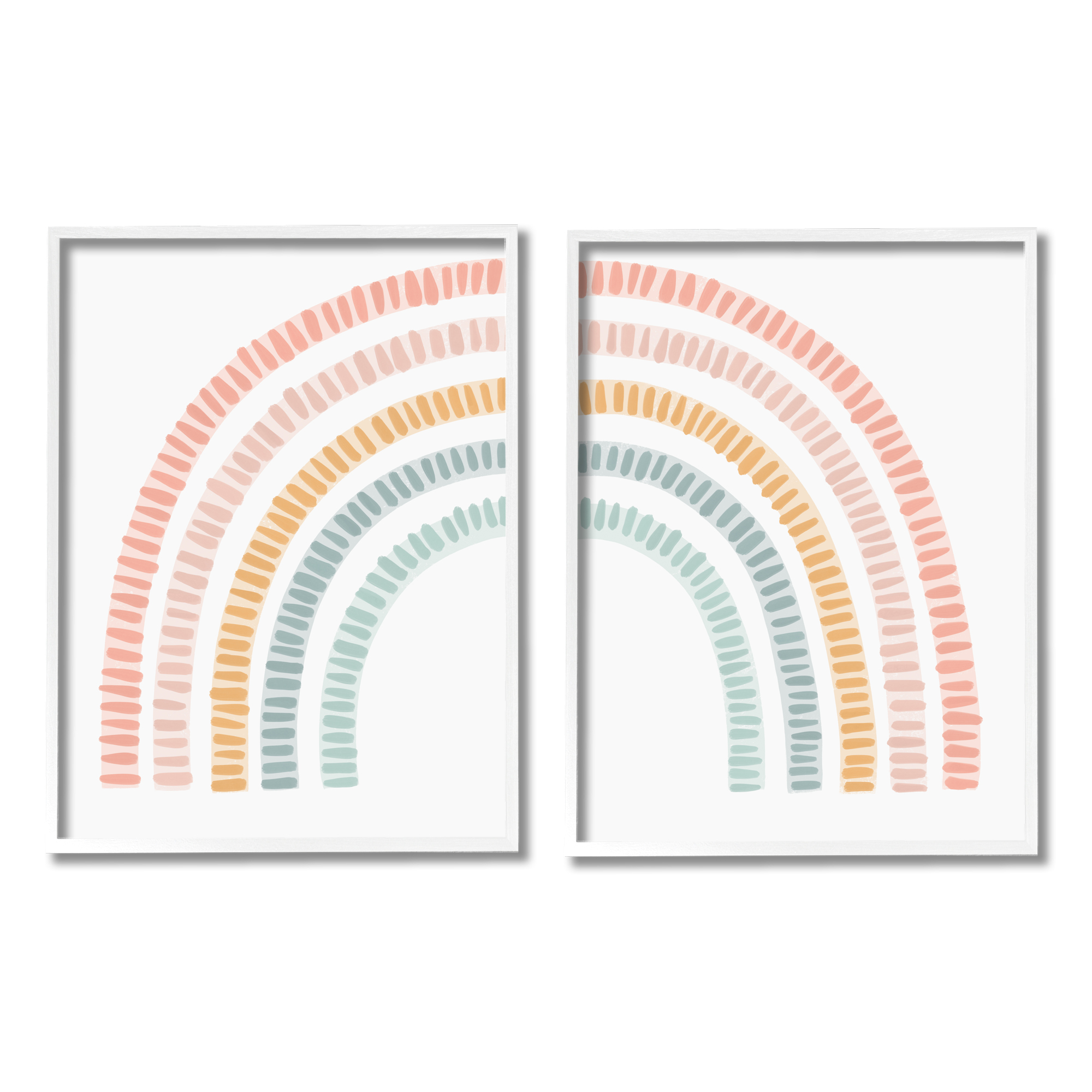Stupell Industries Patterned Rainbow Arches Abstract Painting White Framed Art Print Wall Art, 16 x 20, Set of 2