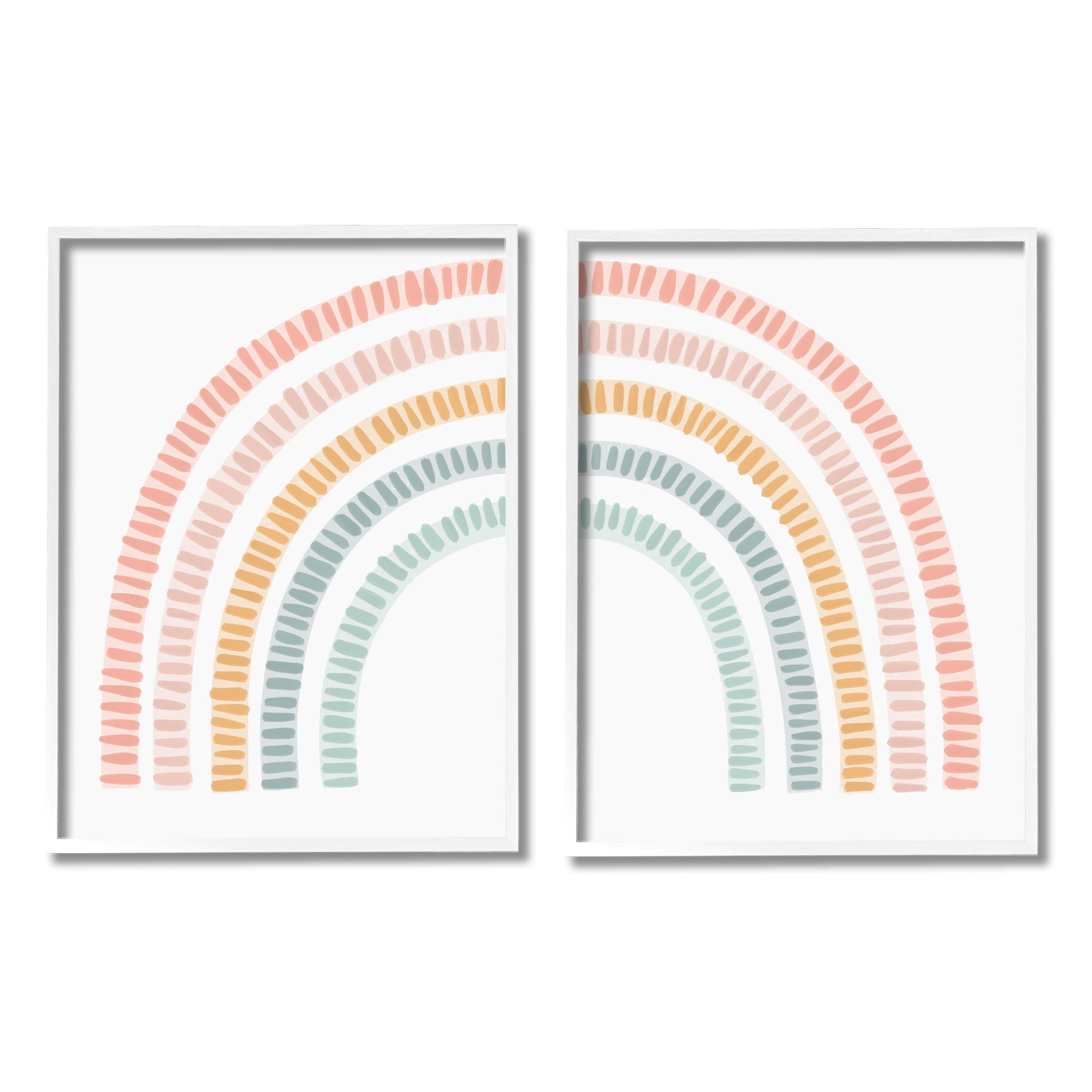 Stupell Industries Patterned Rainbow Arches Abstract Painting White Framed Art Print Wall Art, 24 x 30, Set of 2