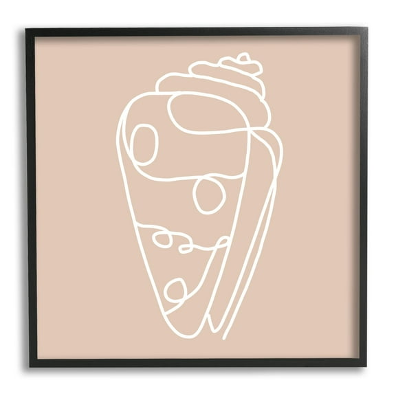 Stupell Industries Patterned Sea Shell Line Doodle Beach Ocean Graphic Art Black Framed Art Print Wall Art, Design by Daphne Polselli