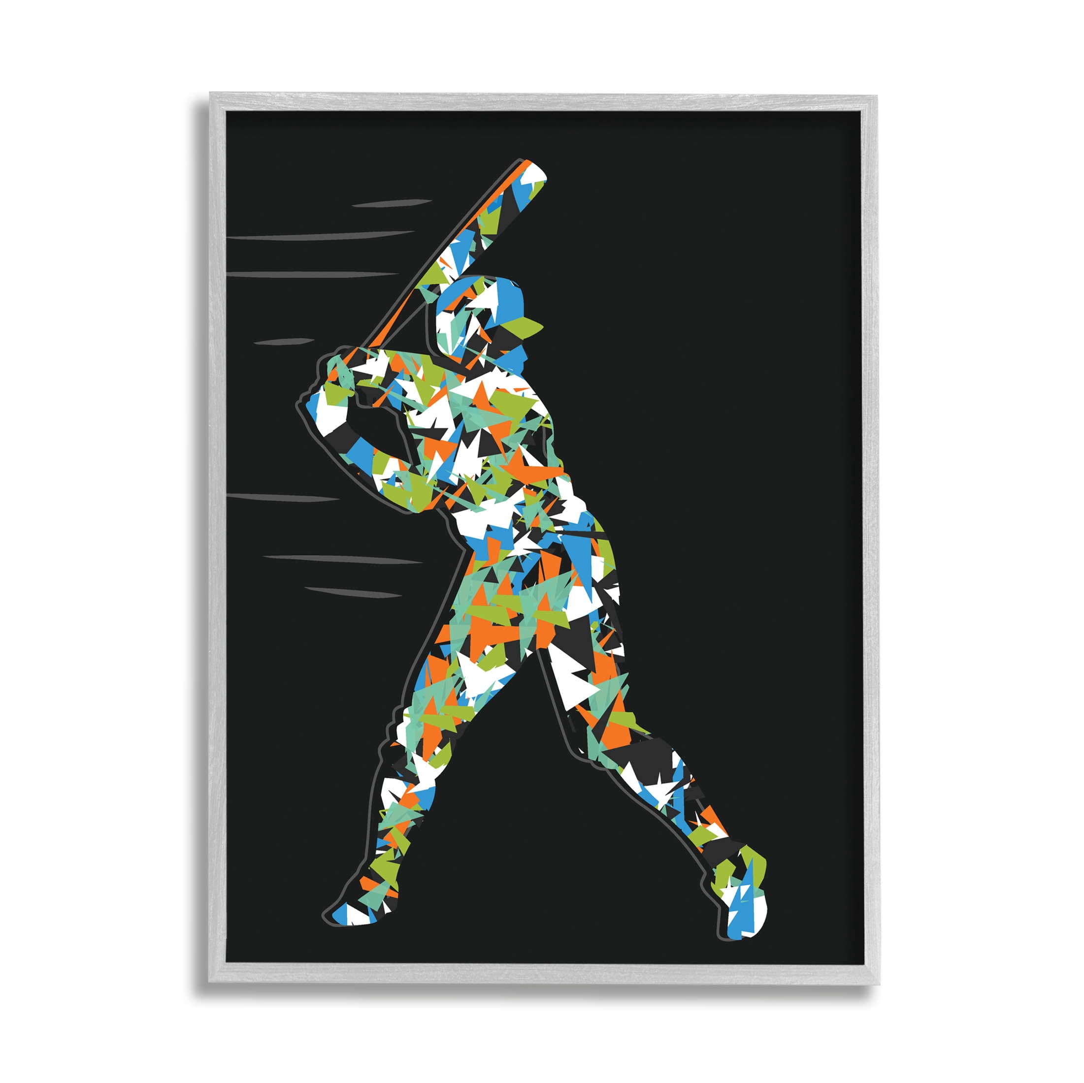 Stupell Industries Patterned Sports Baseball Player Graphic Art Gray Framed Art Print Wall Art, Design by Arrolynn Weiderhold