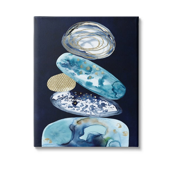 Stupell Industries Patterned Stacked Pebbles Landscape Painting Gallery Wrapped Canvas Art Print Wall Art, 16 x 20