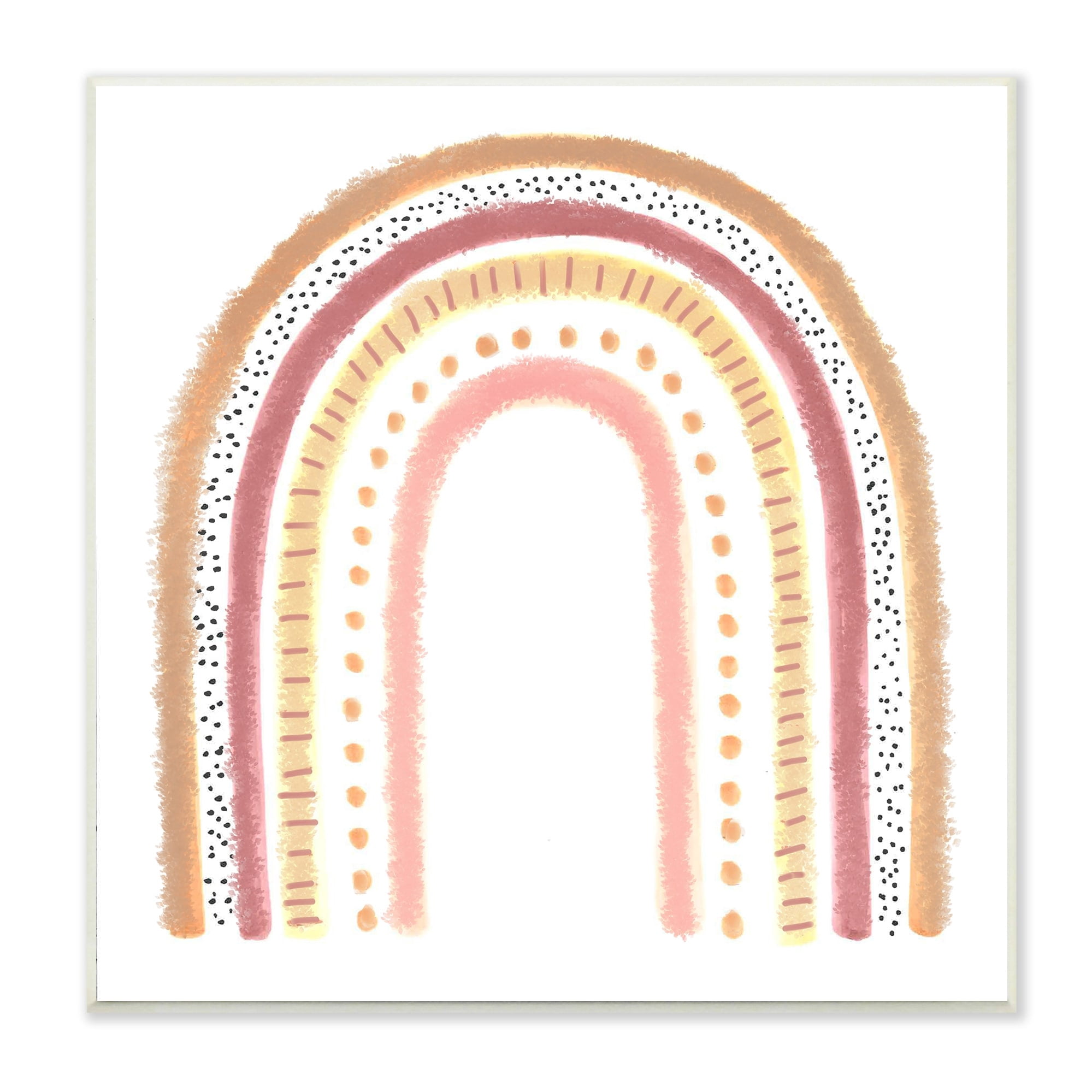 Stupell Industries Patterned Stripe Rainbow Brown Pink Yellow, 12 x 12,Design by Reesa Qualia