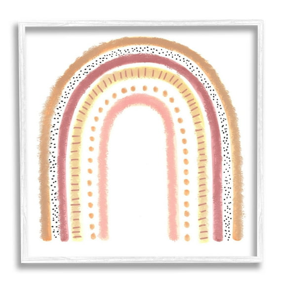 Stupell Industries Patterned Stripe Rainbow Brown Pink Yellow, 17 x 17,Design by Reesa Qualia