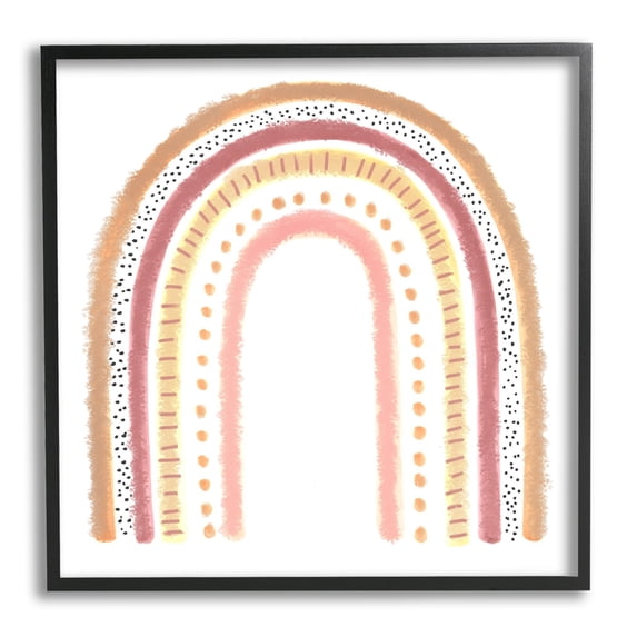 Stupell Industries Patterned Stripe Rainbow Brown Pink Yellow, 24 x 24,Design by Reesa Qualia