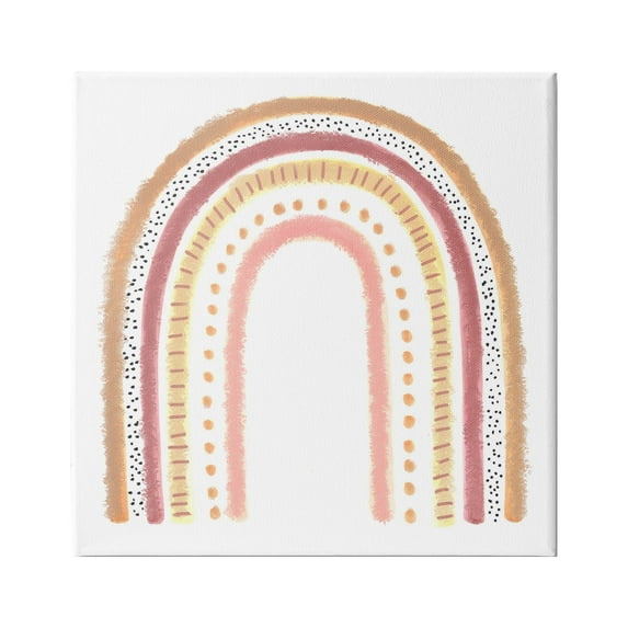 Stupell Industries Patterned Stripe Rainbow Brown Pink Yellow, 24 x 24,Design by Reesa Qualia