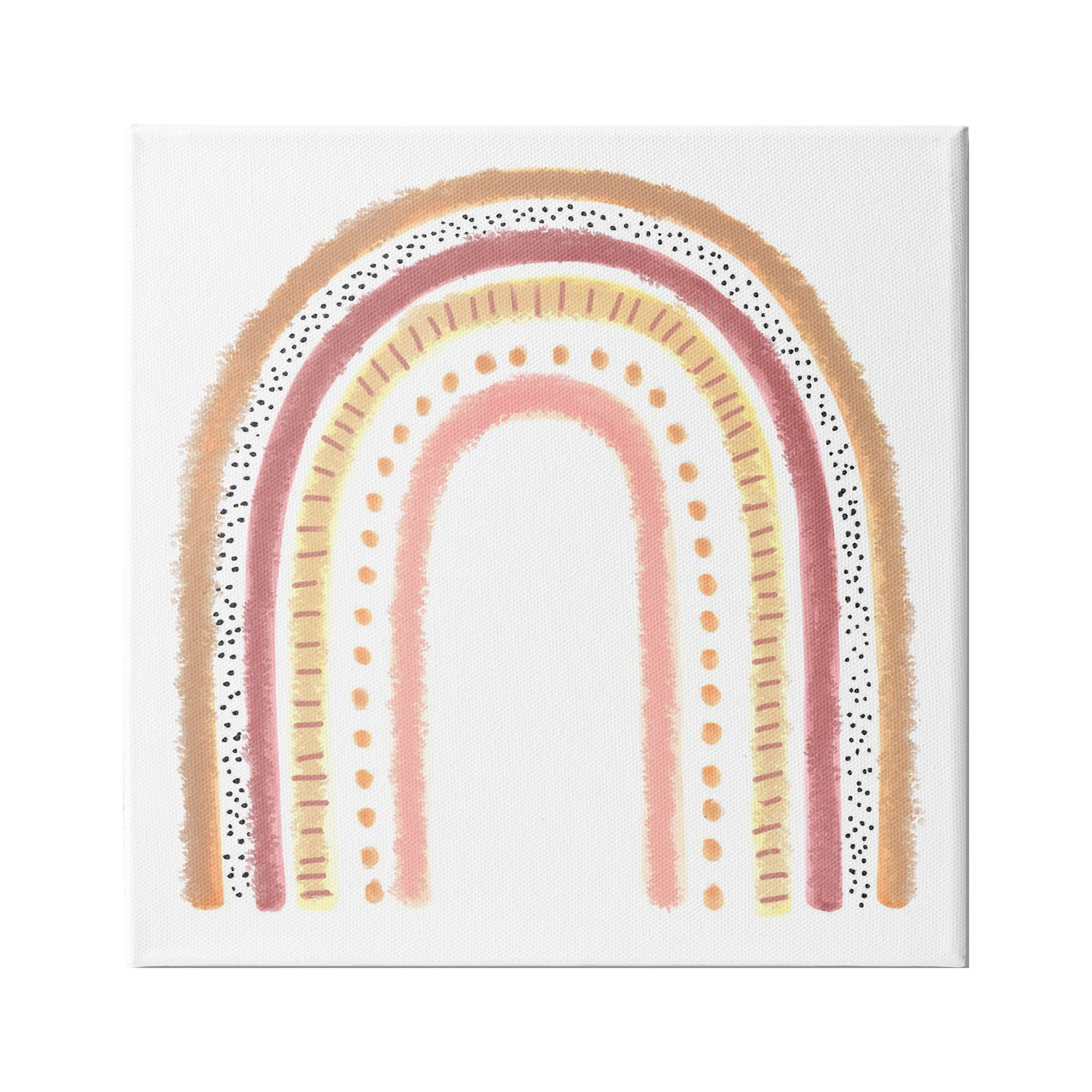 Stupell Industries Patterned Stripe Rainbow Brown Pink Yellow, 30 x 30,Design by Reesa Qualia
