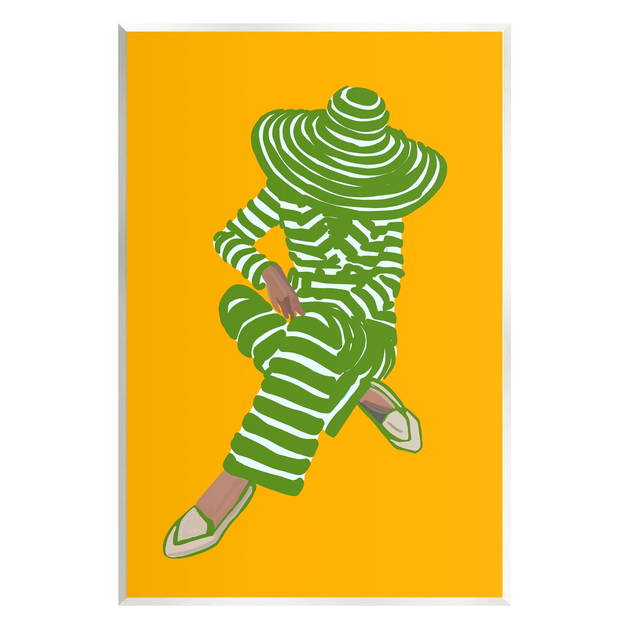 Stupell Industries Patterned Stripes Fashion Outfit Modern Woman Sitting Graphic Art Unframed Art Print Wall Art, Design by Amelia Noyes