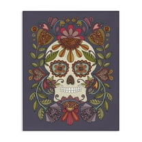 Stupell Industries Patterned Sugar Skull Holiday Painting Gallery Wrapped Canvas Art Print Wall Art, 16 x 20