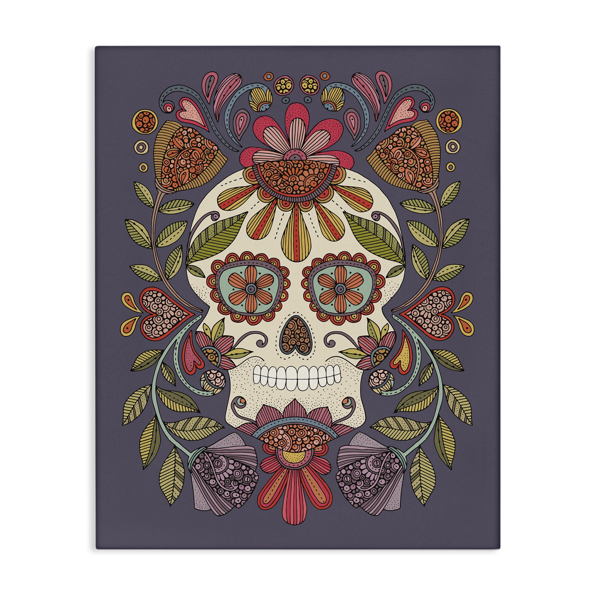 Stupell Industries Patterned Sugar Skull Holiday Painting Gallery Wrapped Canvas Art Print Wall Art, 24 x 30
