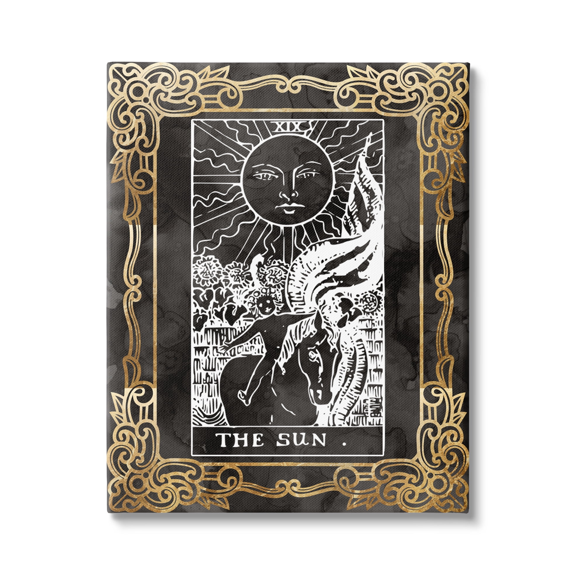 Stupell Industries Patterned Sun Tarot Landscape Painting Gallery Wrapped Canvas Art Print Wall Art, 36 x 48