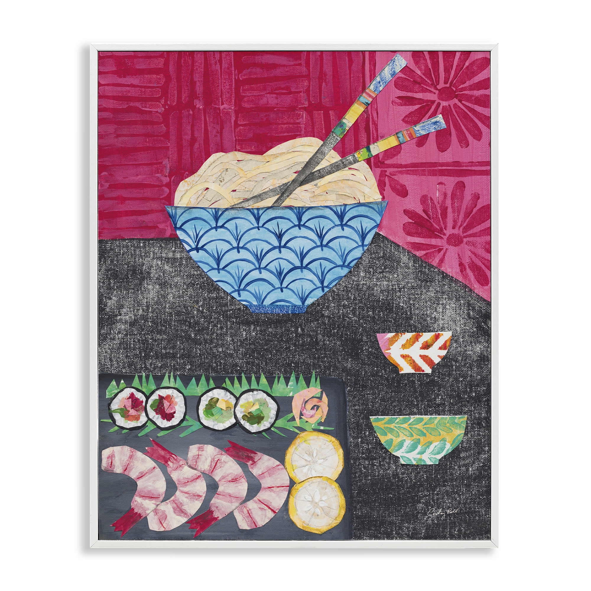 Stupell Industries Patterned Sushi Tablescape Food & Beverage Painting White Framed Art Print Wall Art, 16 x 20