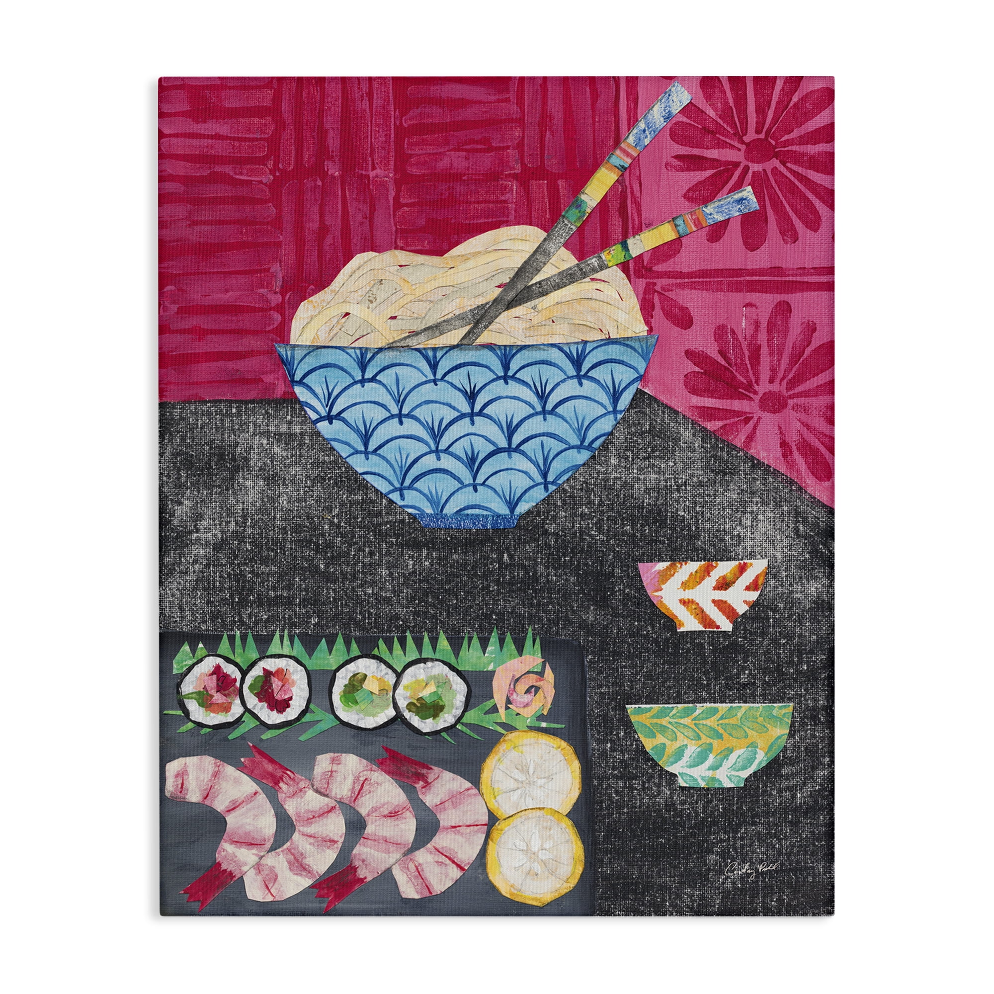 Stupell Industries Patterned Sushi Tablescape Food & Beverage Painting Wrapped Canvas Art Print Wall Art, 24 x 30