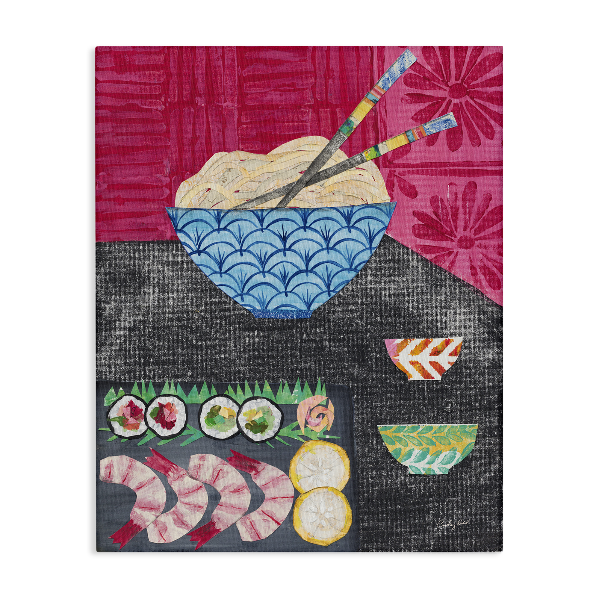 Stupell Industries Patterned Sushi Tablescape Food & Beverage Painting Wrapped Canvas Art Print Wall Art, 30 x 40