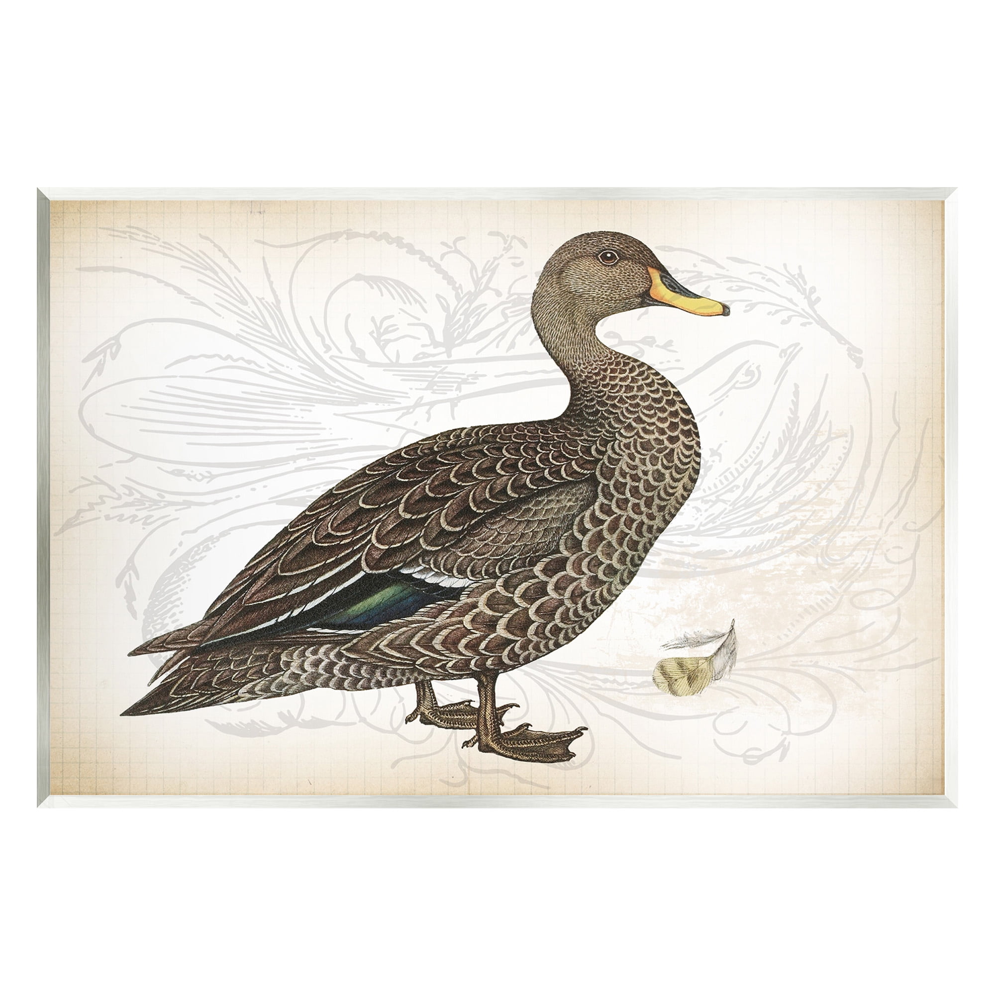 Stupell Industries Patterned Vintage Duck Animals & Insects Painting Unframed Art Print Wall Art, 19 x 13