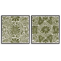Stupell Industries Patterned Wavy Flowers Plants & Flowers Painting Black Framed Art Print Wall Art, 12 x 12, Set of 2