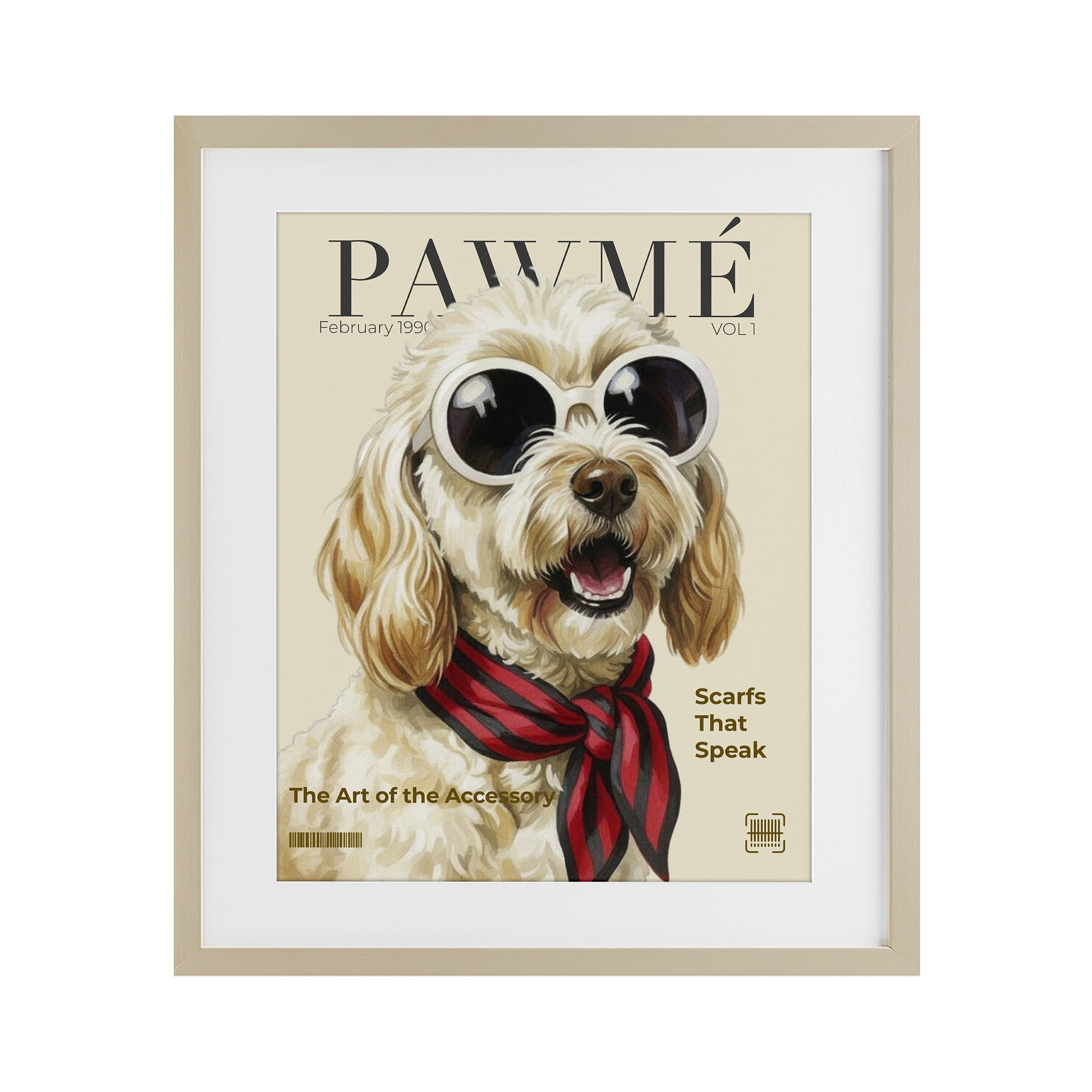 Stupell Industries Pawme Dog Fashion Magazine Birch Framed Print Under Glass, design by A Barefoot Stylist