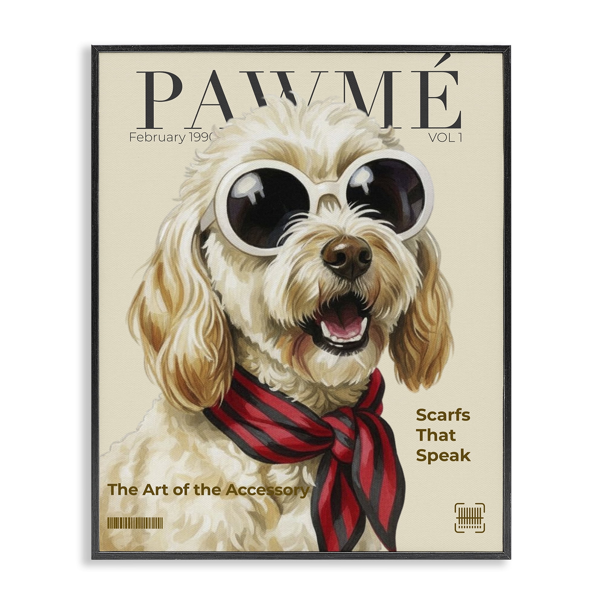 Stupell Industries Pawme Dog Fashion Magazine Black Framed Giclee Art, design by A Barefoot Stylist